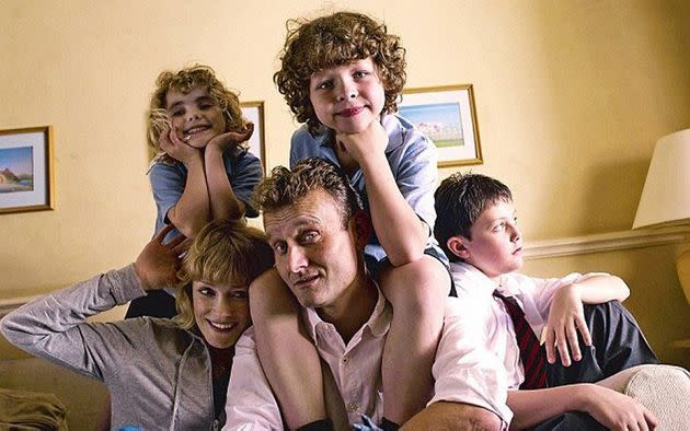 Romona Marquez, Claire Skinner, Hugh Dennis, Daniel Roche and Tyger Drew-Honey in Outnumbered (Photo: BBC)