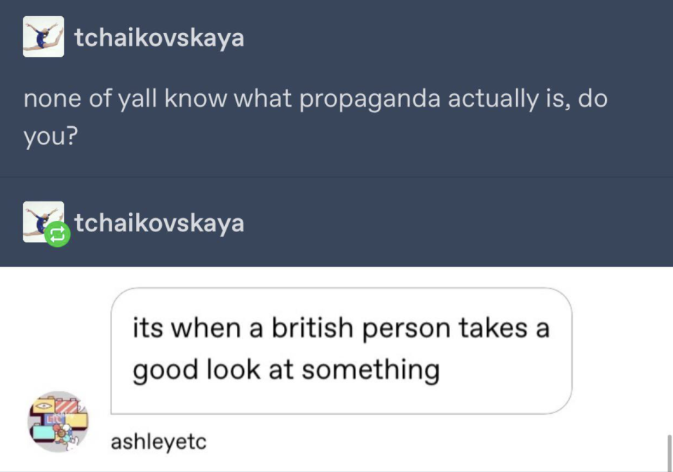 "its when a british person takes a good look at something"