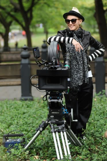 Madonna directs her own biopic in New York City's Central Park.