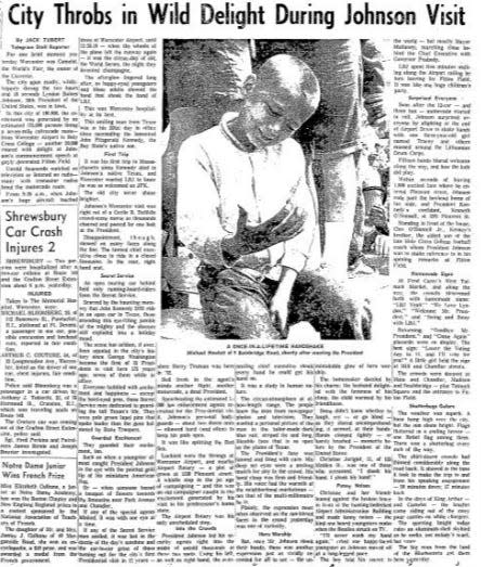 Page 13 of the June 11, 1964, Worcester Telegram, with Michael Howlett's photo accompanying a story by Jack Tubert.