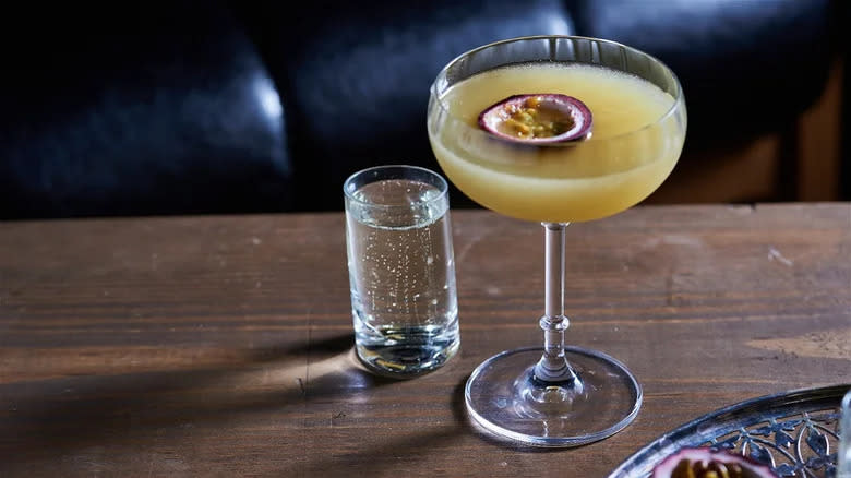 passionfruit martini in glass