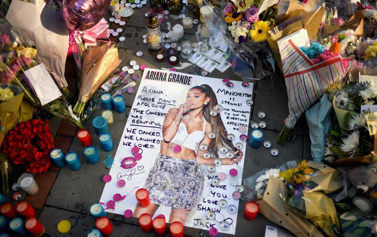 Tributes left in St Ann's Square for the victims of the suicide bombing