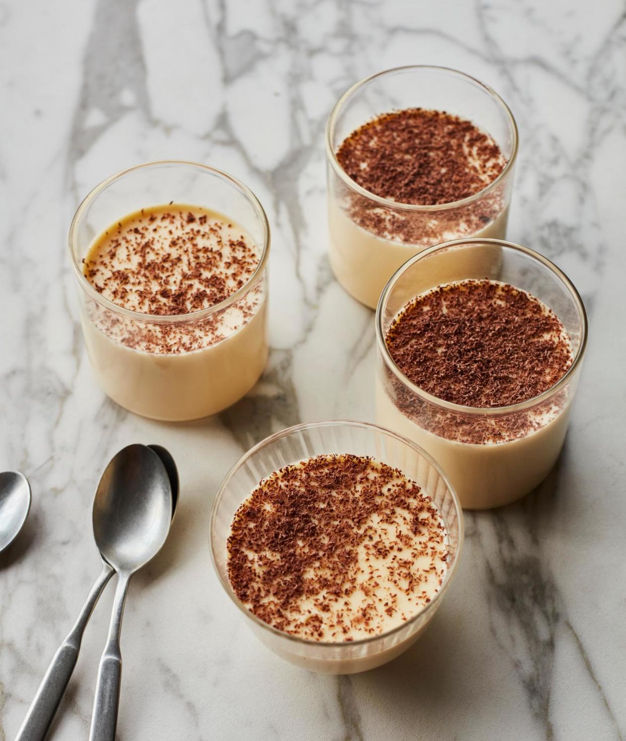 <span>Ravneet Gill’s brown butter and honey custard pots.</span><span>Photograph: Laura Edwards/The Guardian. Food stylist: Benjamina Ebuehi. Prop stylist: Anna Wilkins. Food assistant: Lara Cook.</span>