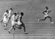 <p>At the 1936 Berlin Games, black American athlete Jesse Owens gave comeuppance to the myth of the Nazi superman. The American won four gold medals, beating out the supposedly superior German athletes and allegedly, leaving Hitler so stymied he refused to even meet Owens. (Getty) </p>