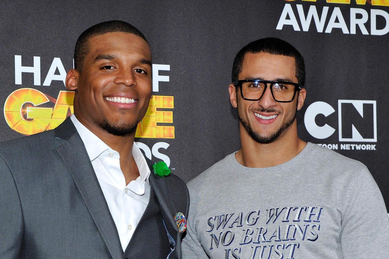 Cam Newton's deal may have cost Colin Kaepernick money. (Photo by John Sciulli/WireImage)