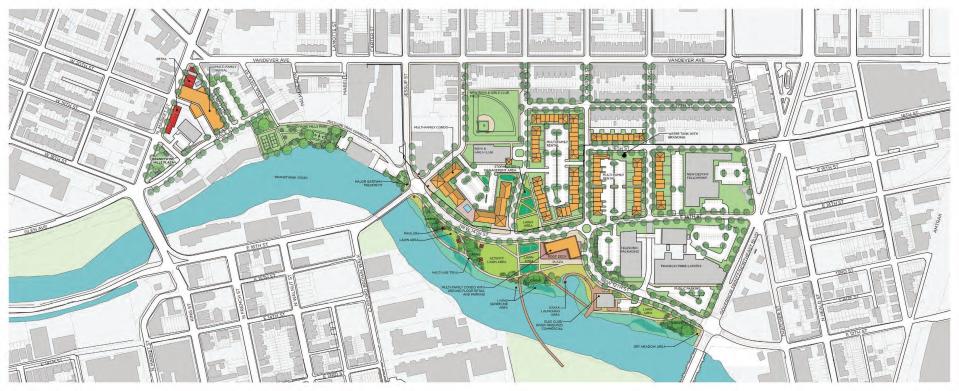 Overall site reuse plan for Wilmington's Northeast neighborhood follow environmental assessment and remediation of multiple contaminated sites in the community.