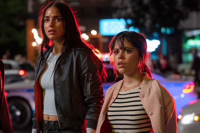 <p>Philippe Boss/PARAMOUNT</p> Melissa Barrera and Jenna Ortega in <em>Scream VI</em> (2023)