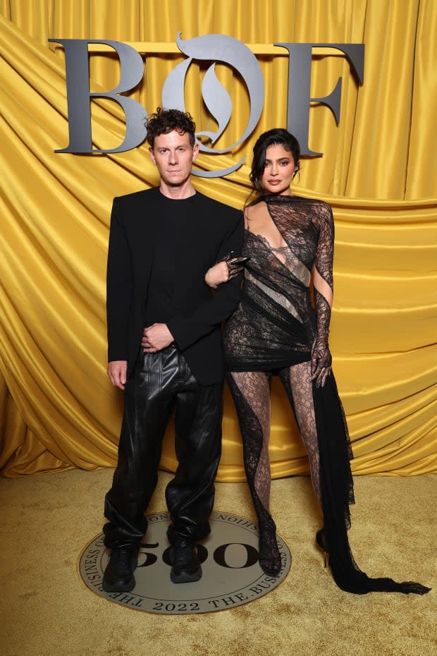 <p>Casey Cadwallader and Kylie Jenner in Mugler at the 2022 <em>Business of Fashion </em>Gala. Photo: Pascal Le Segretain/Getty Images for BoF</p>