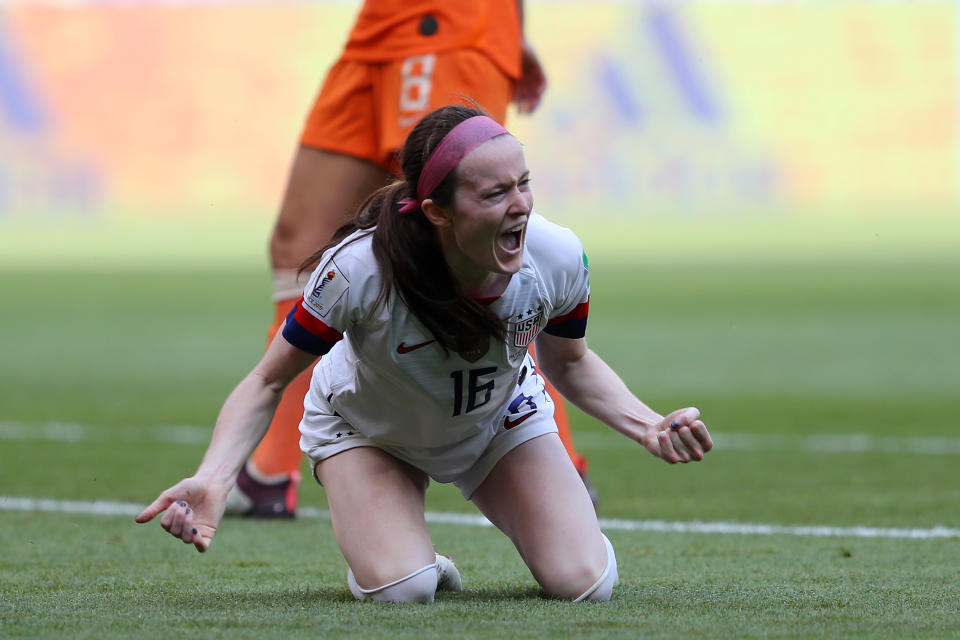 Rose Lavelle of the USA celebrates after scoring her team's second goal. (Credit: Getty Images)