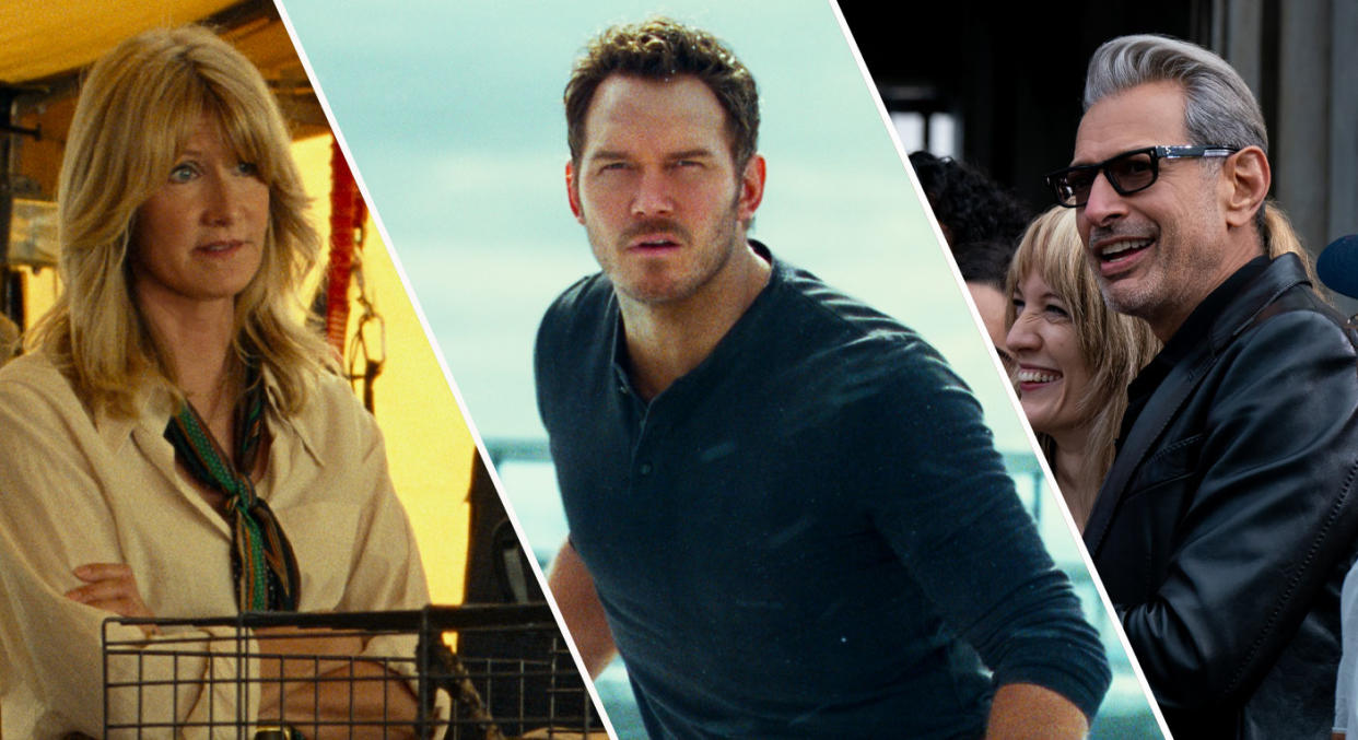 Laura Dern, Chris Pratt and Jeff Goldblum all return in Jurassic World: Dominion. (Universal Pictures)