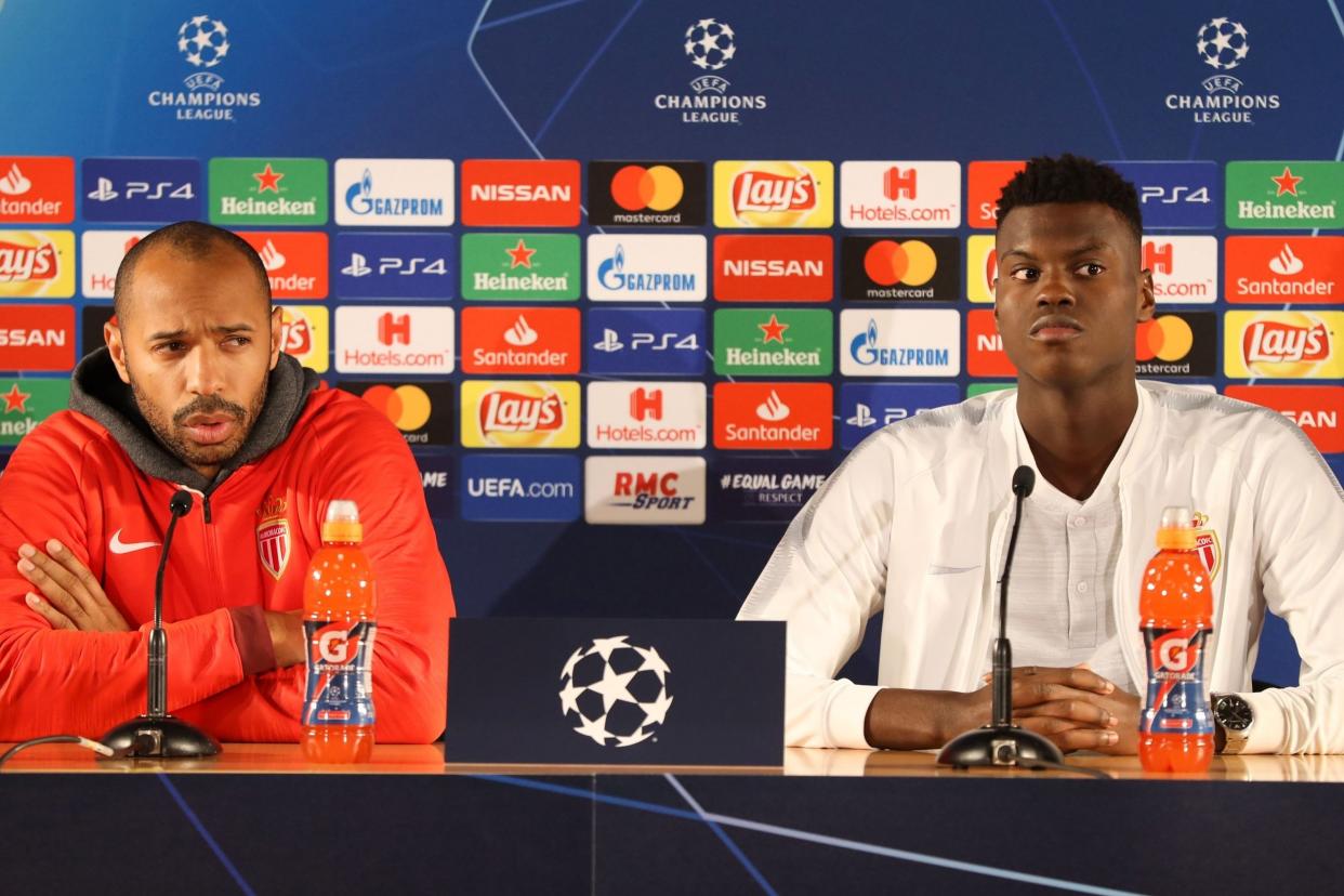 Henry and Badiashile in their pre-match press conference: AFP/Getty Images