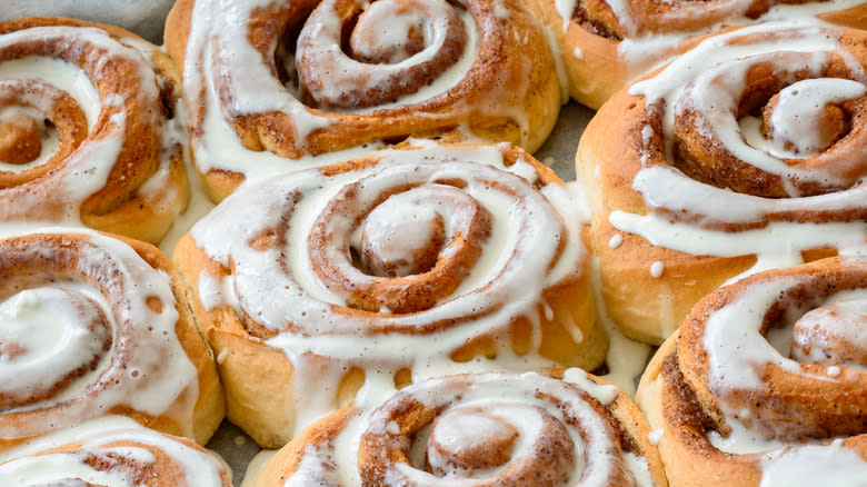 close up of fresh cinnamon rolls