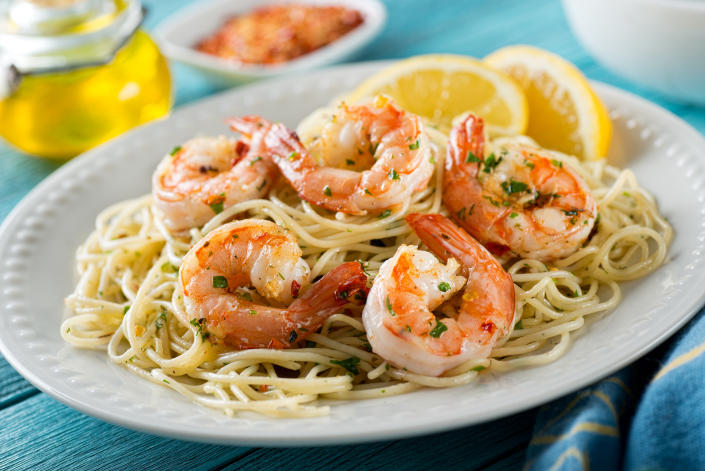 Shrimp scampi is a pasta dish that uses shrimp as the protein. (Photo: Getty)