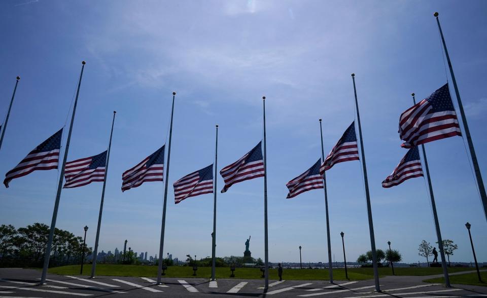 flags flying at half mast