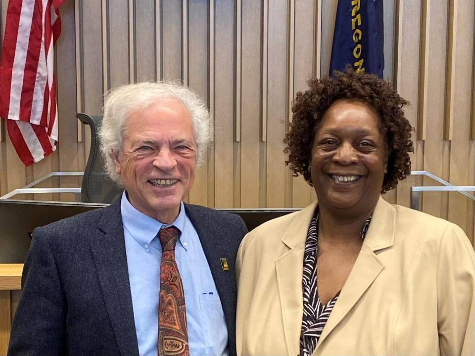 Gregory Kafoury, left, and Rose Wakefield, right, emerged from court after arguing a successful racial discrimination case.