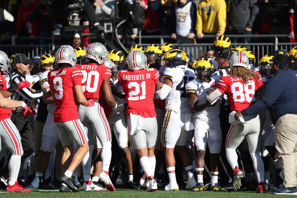 Michigan and Ohio State players got into a shoving match in the 2022 game.