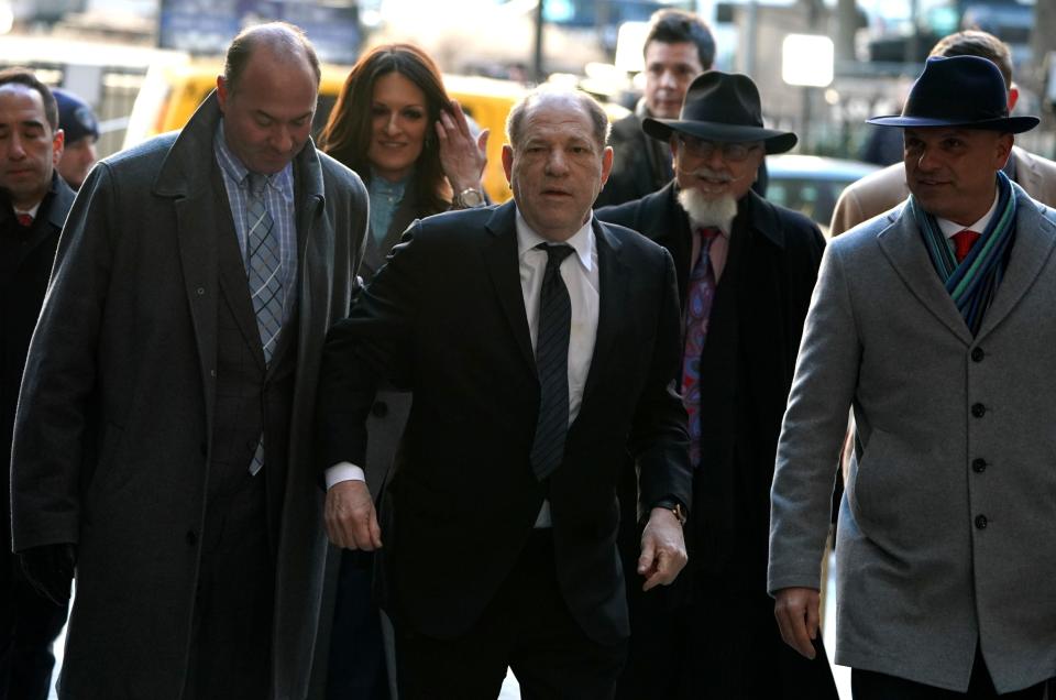 Harvey Weinstein arrives at the Manhattan Criminal Court on Jan. 22 for opening arguments in his rape and sexual assault trial in New York City.&nbsp; (Photo: TIMOTHY A. CLARY via Getty Images)