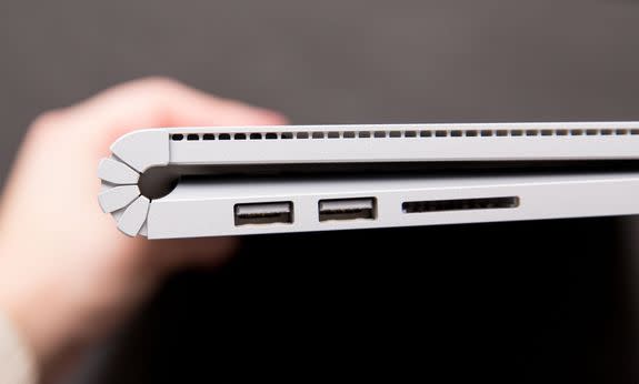 The Surface Book is thicker in one spot, but there's room to accommodate it.