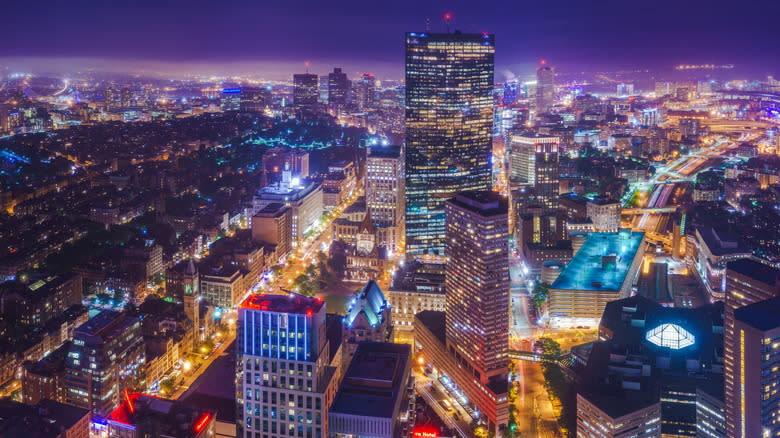 Boston skyline at night