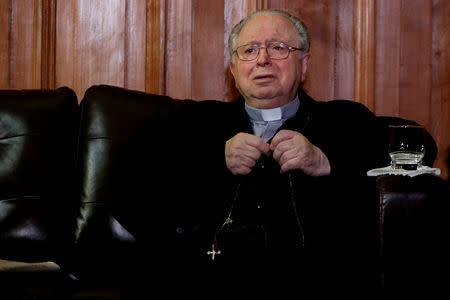 FILE PHOTO: Chilean priest Fernando Karadima is seen inside the Supreme Court building in Santiago, Chile, November 11, 2015. REUTERS/Carlos Vera/File Photo