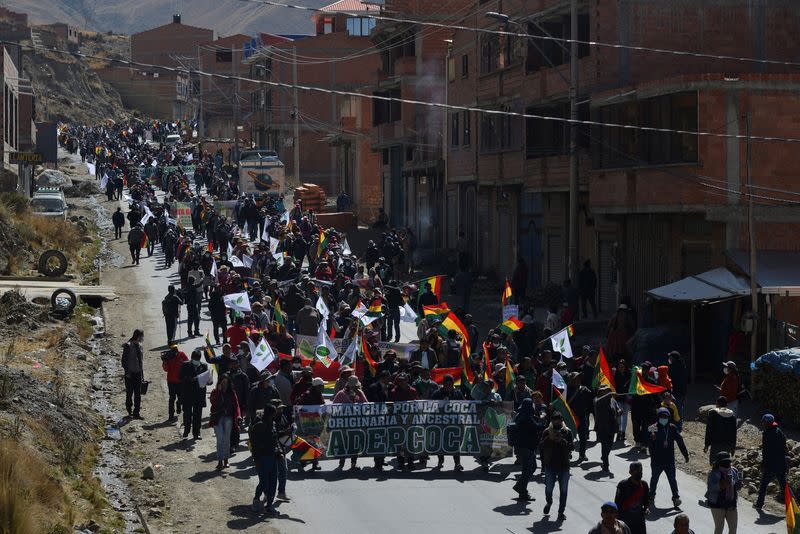 Coca growers protest against a parallel coca market, in La Paz