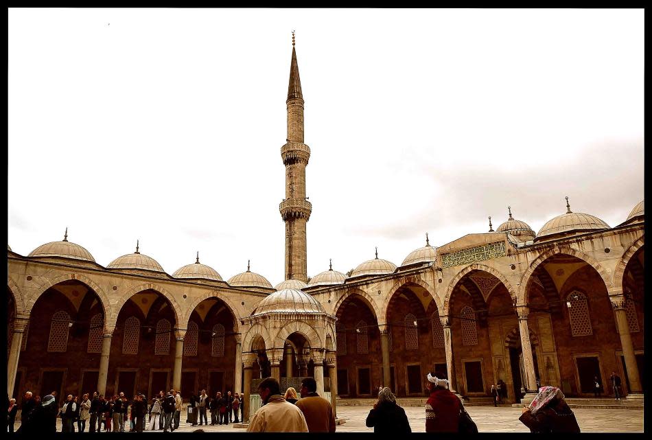 The facade of Istanbul's famous Blue Mosque.