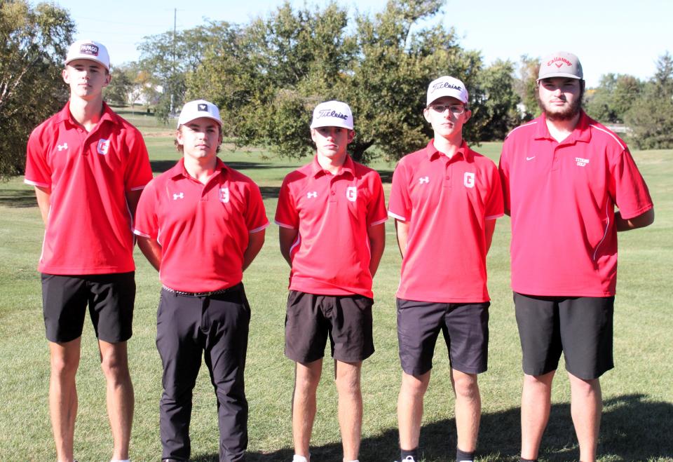 Chatham Glenwood captured a team state berth at the Class 3A Decatur MacArthur Sectional at Hickory Point Golf Course by reaching third place. From left to right, Cam Appenzeller, Drew Downen, Brayden Mueller, Derek Dulceak and Jack Turnbull.