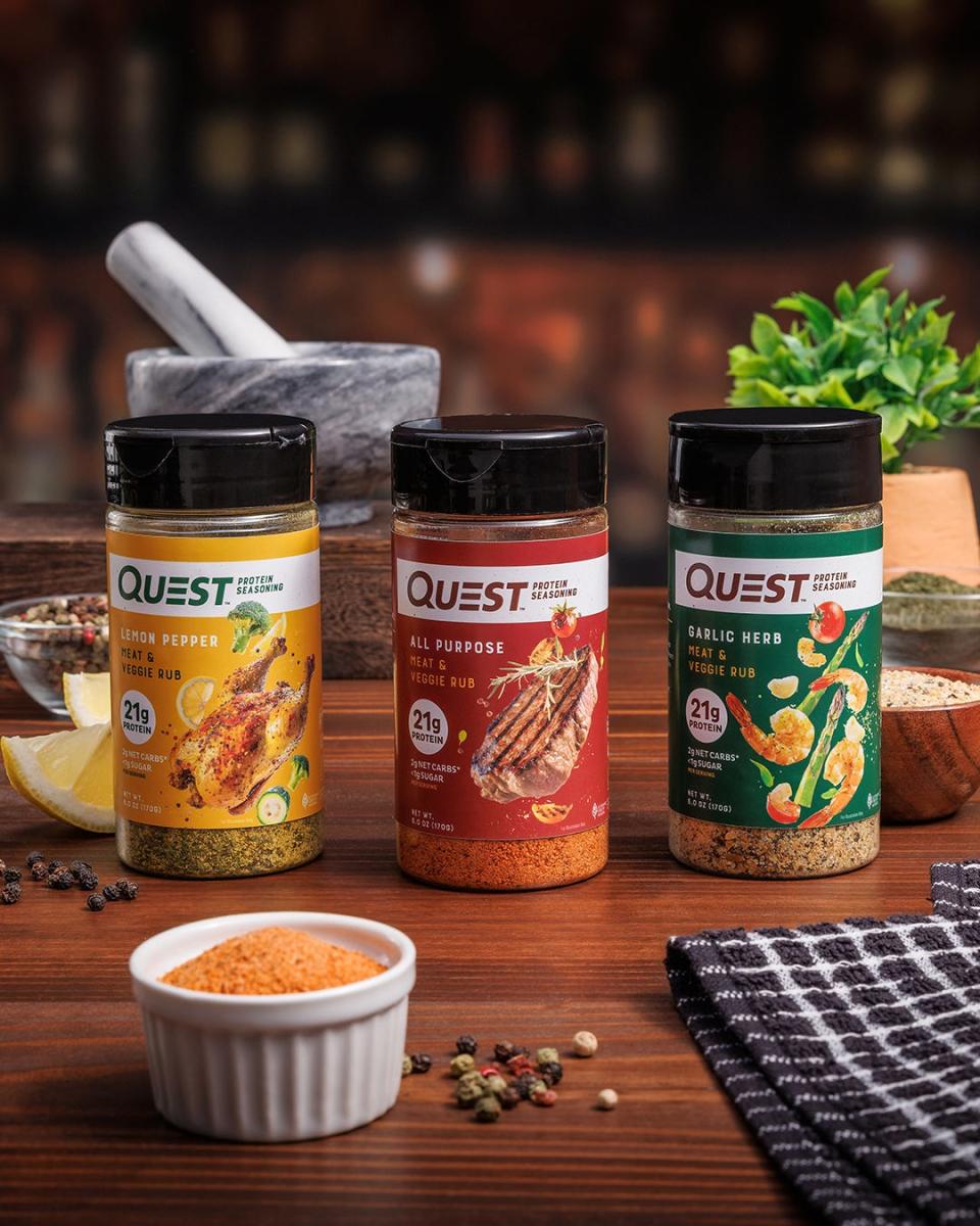 For April Fools' Day, Quest Nutrition, maker of protein powder, snacks and other products, has a prank product line of seasonings including All Purpose, Lemon Pepper, and Garlic Herb, each of which deliver "21g of protein, 2g of net carbs and less than 1g of sugar."