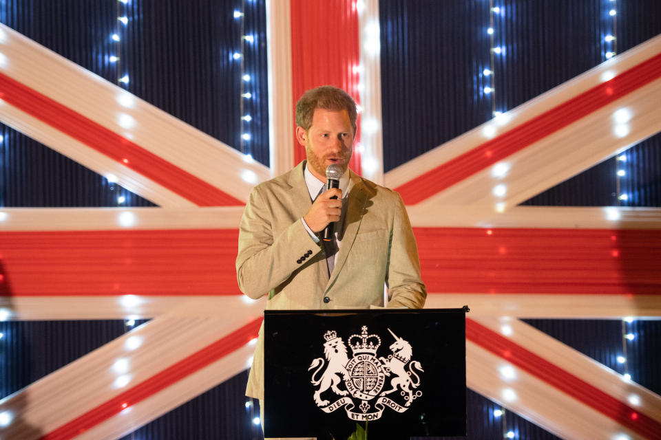 The Duke of Sussex makes a speech at a reception at the British High Commissioner�s Residence in Lilongwe, Malawi.