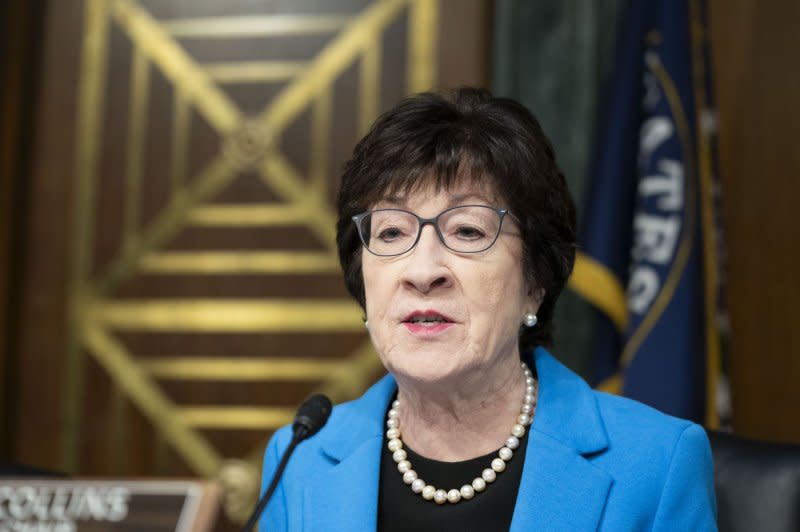 Sen. Susan Collins, R-Maine, a Republican who voted for the Democrat bills to show that the GOP is, she believes, not against IVF, but nonetheless claimed the bills are "clearly not a serious attempt at legislating.” File Photo by Bonnie Cash/UPI