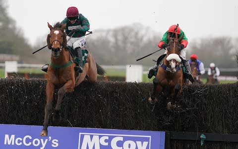 Two For Gold (right) rallied at the end to win the McCoy Contractors Novice Chase  - Credit: Getty Images