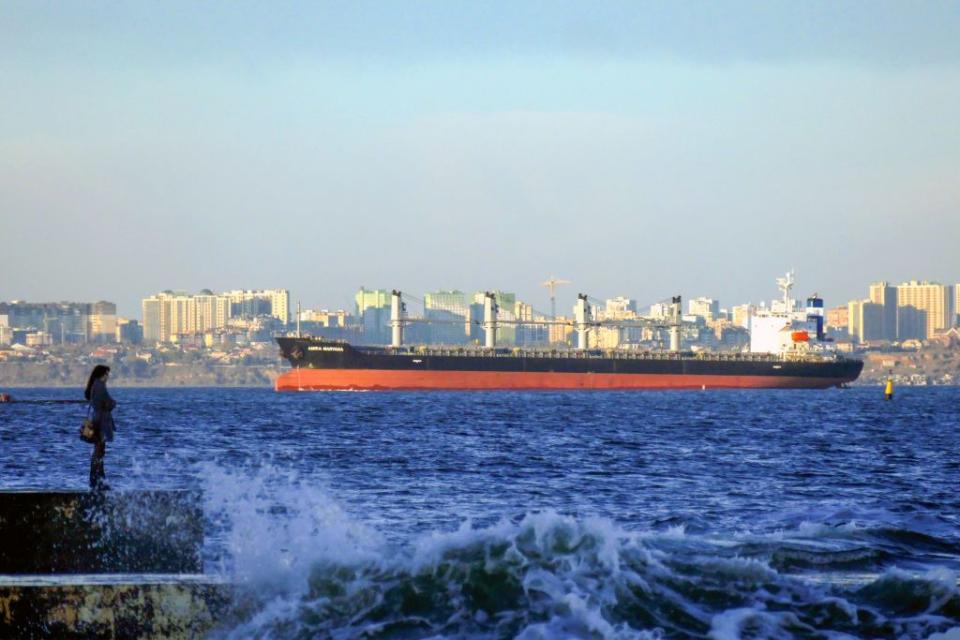 A ship in the Black Sea near Odesa, Ukraine on Nov. 9, 2023. (Yulii Zozulia / Ukrinform/Future Publishing via Getty Images)