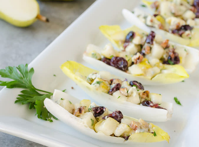 Endive Salad Bites with Pears, Blue Cheese and Pecans