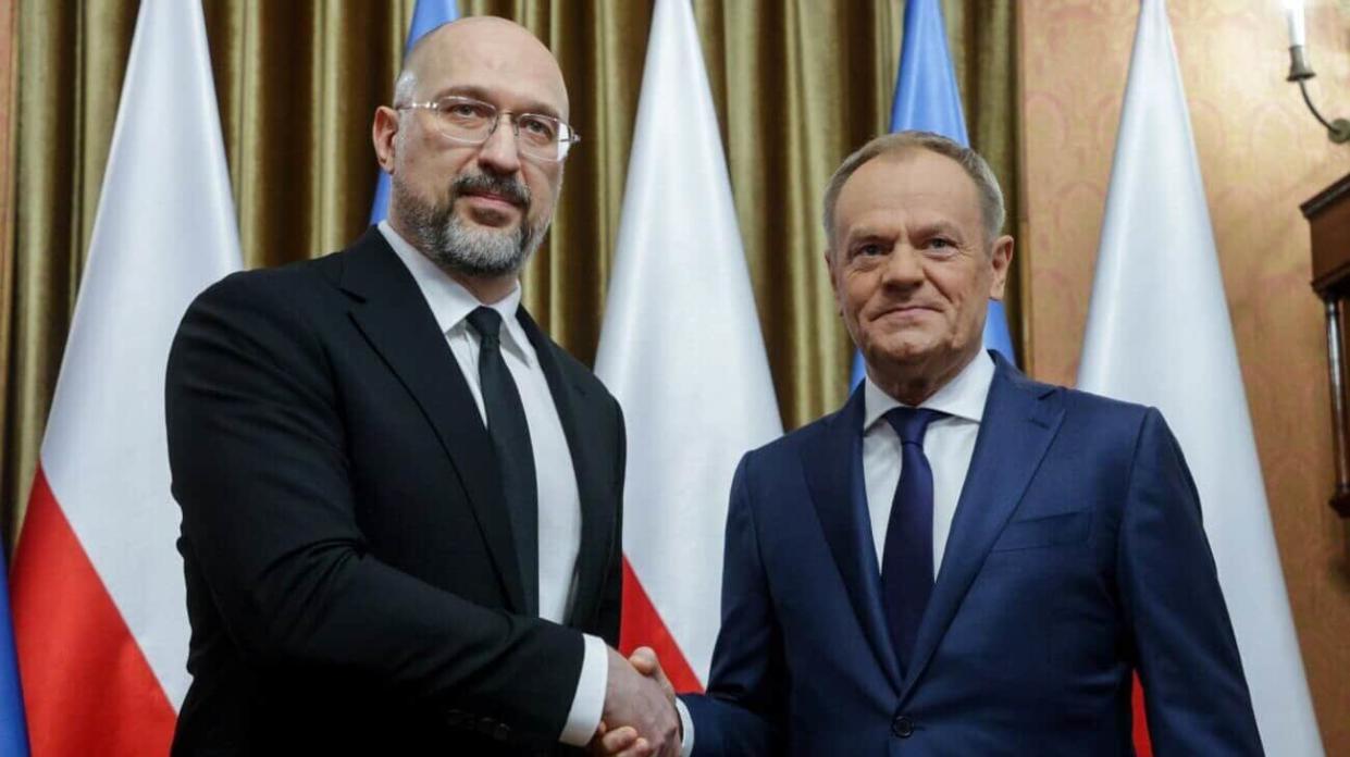 Ukrainian Prime Minister Denys Shmyhal with his Polish counterpart Donald Tusk in Warsaw. Photo: Denys Shmyhal