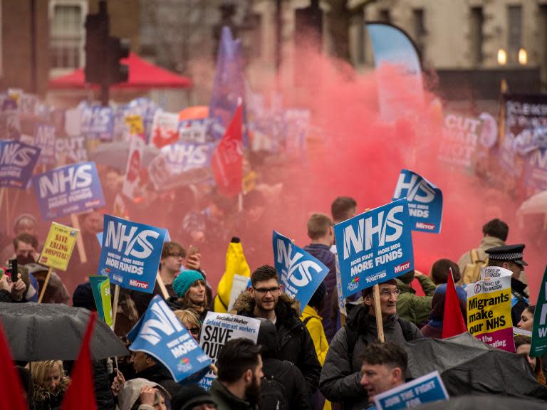 NHS protest: Thousands march on Downing Street last month to demand funding to save health service