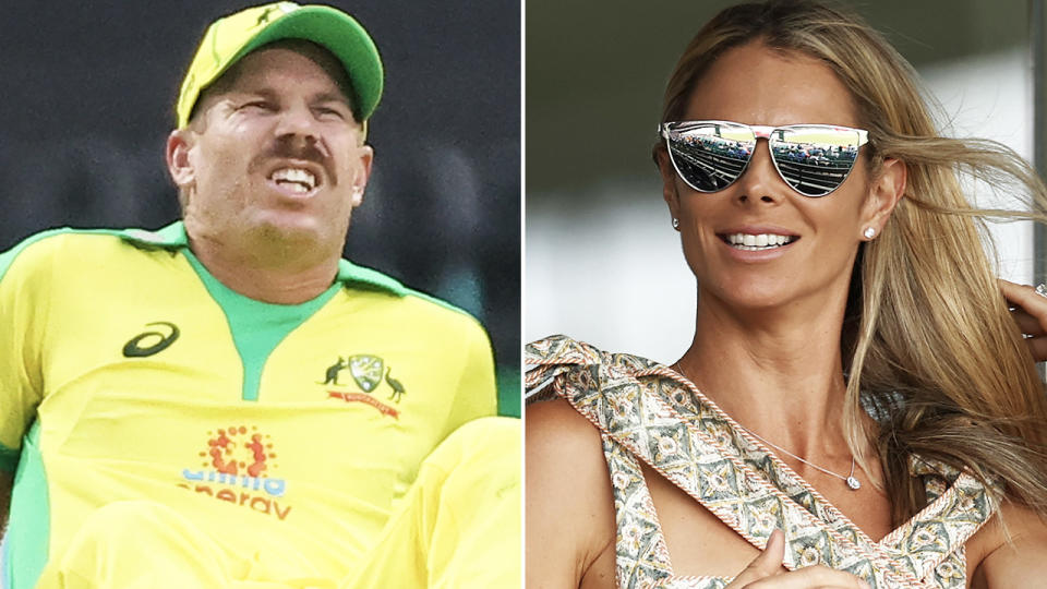 David and Candice Warner, pictured here at the SCG during the second ODI against India.