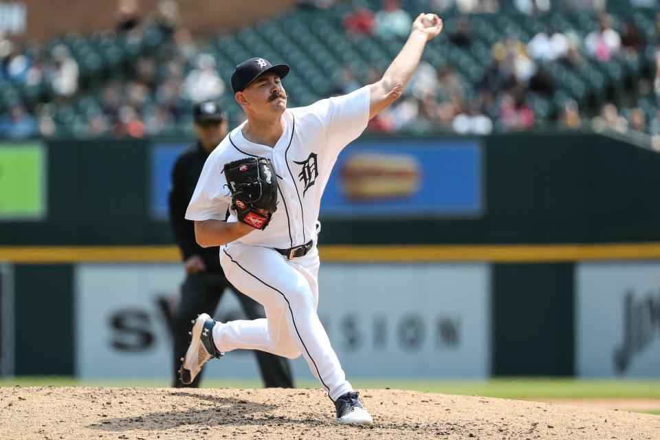 Tigers pitcher Tyler Alexander throws against Pirates during the seventh inning on Wednesday, May 17, 2023, at Comerica Park.