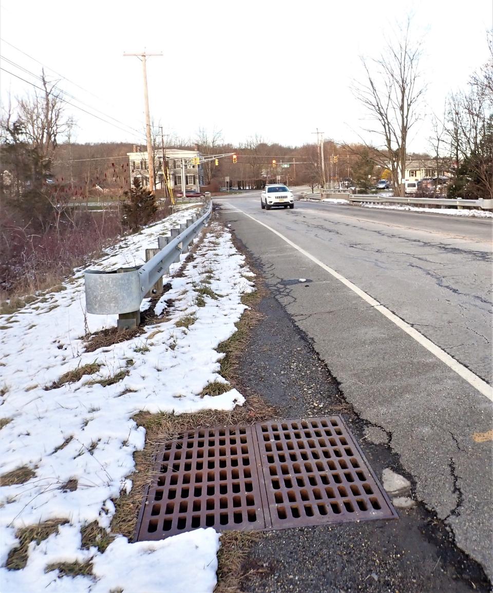 A storm drain which empties directly into the Paulins Kill at the Augusta Hill Road bridge is seen on Wednesday, Dec. 14, 2022). The Paulins Kill Watershed is looking for volunteers to collect water samples of the river to monitor for road salt pollution.