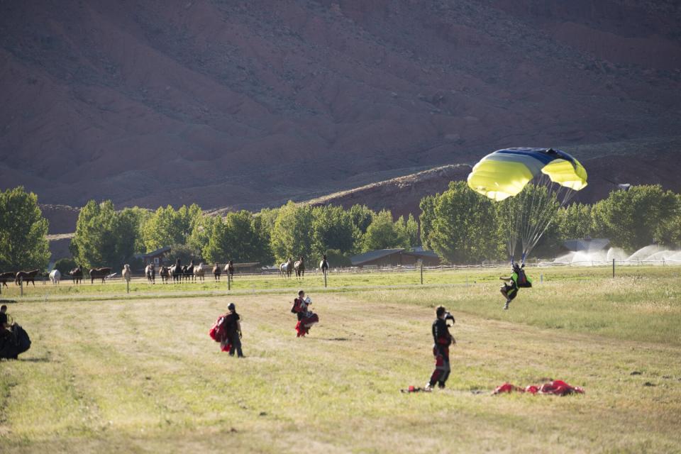 Skydiving into Sorrel River Ranch Resort and Spa in Utah