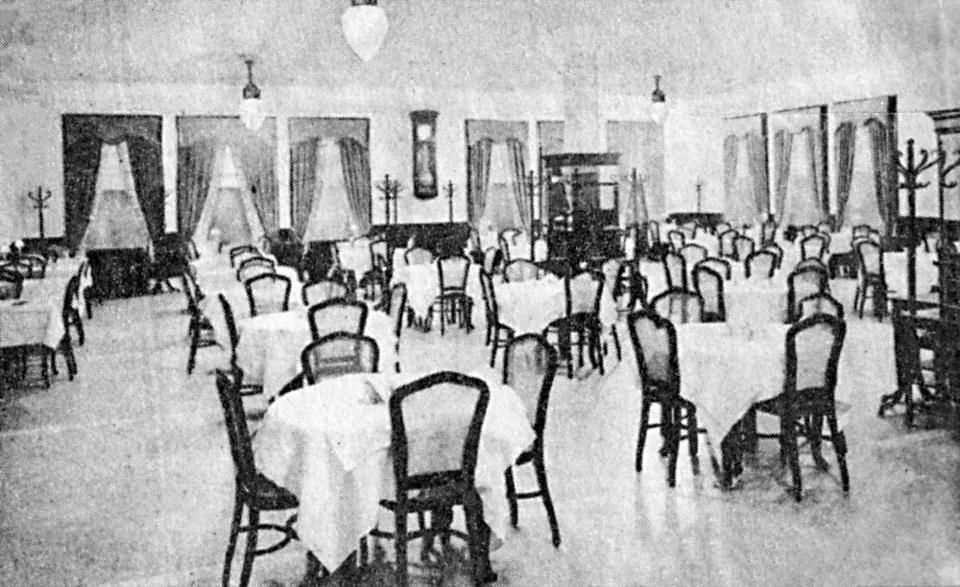 In 1911, John Roberts opened his five-story department store on the northeast corner of Genesee and Devereux streets in downtown Utica. The first four floors had thousands of items, from clothing to carpets, furs to jewelry and dry goods to sewing machines and appliances. The fifth floor was something special, though, for it had a magnificent tea room (shown here in 1913). Diners also enjoyed a spectacular view of downtown Utica and the Adirondacks to the north. Many groups had their luncheon meetings there. Roberts died in 1929 and the building became the home of J. B. Wells & Son department store and Neisner’s five and dime store. Today, the building houses apartments.