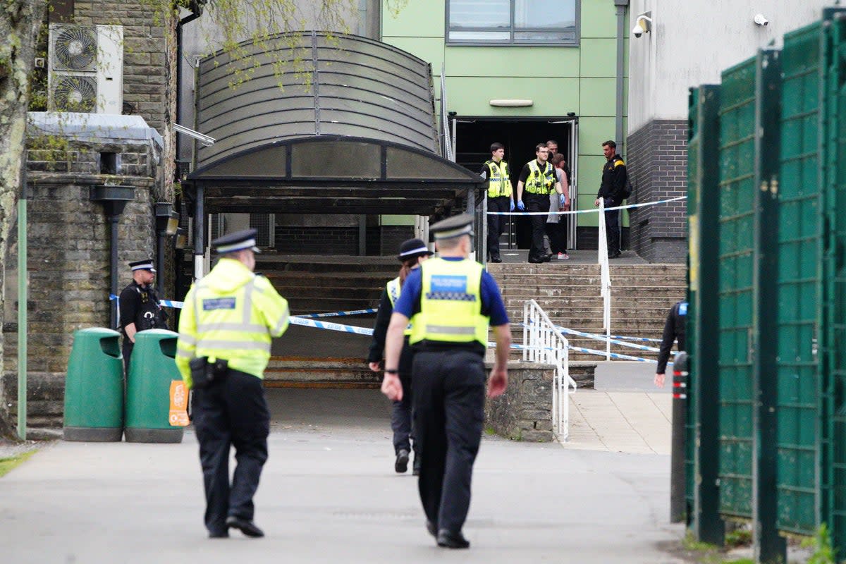 Police at Amman Valley school (PA Wire)