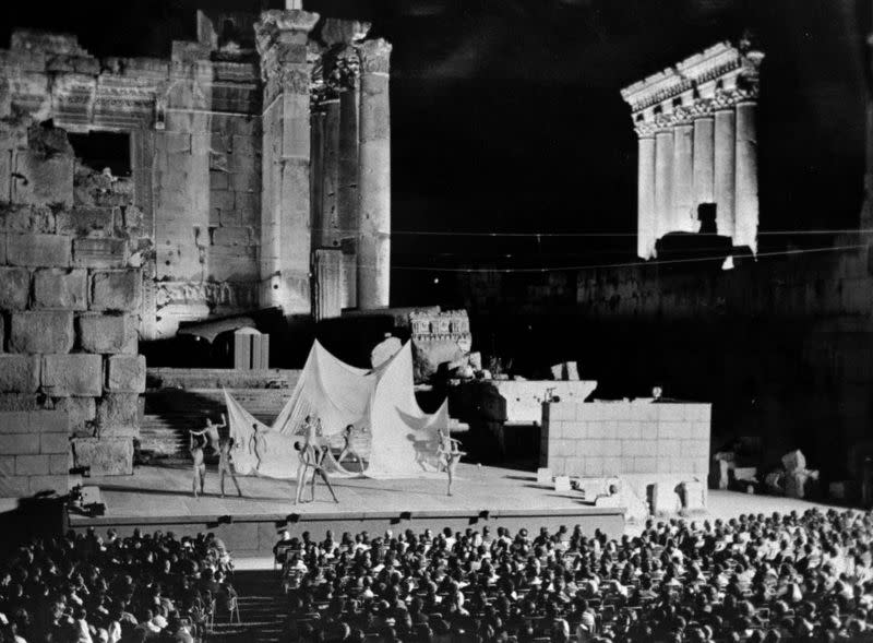 FILE PHOTO: European ballet dancer team at the baalbeck acropolis