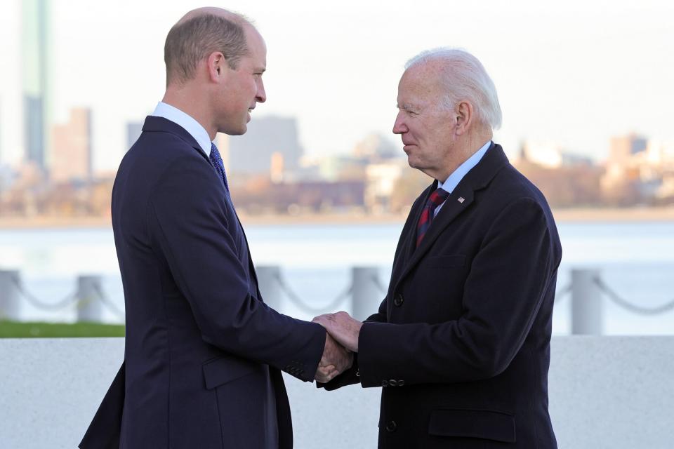 Prince William, Prince of Wales meets with US President Joe Biden at the John F. Kennedy Presidential Library and Museum on December 02, 2022 in Boston, Massachusetts. The Prince and Princess of Wales are visiting the coastal city of Boston to attend the second annual Earthshot Prize Awards Ceremony, an event which celebrates those whose work is helping to repair the planet. During their trip, which will last for three days, the royal couple will learn about the environmental challenges Boston faces as well as meeting those who are combating the effects of climate change in the area.