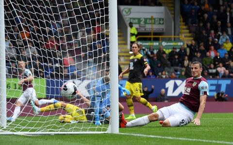 Johann Berg Gudmundsson of Burnley scores his team's third goal during the Premier League match between Burnley FC and Southampton FC at Turf Moor on August 10, 2019 in Burnley, United Kingdom - Credit: Getty Images