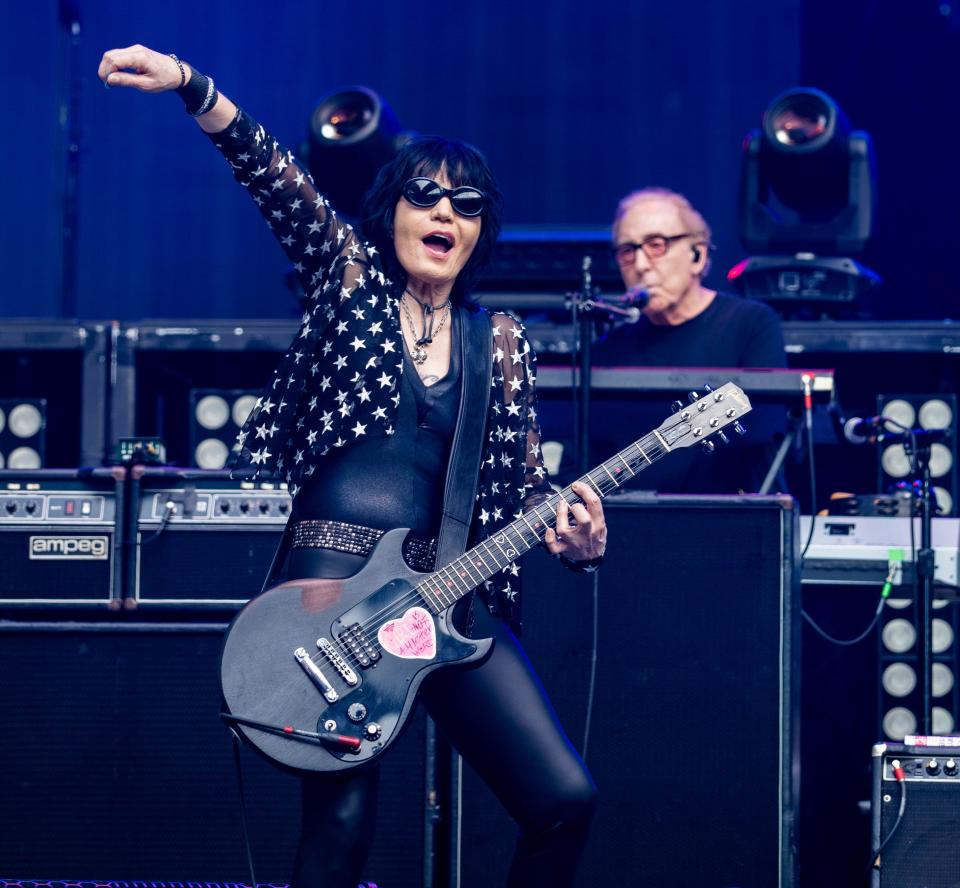 Joan Jett and the Blackhearts perform at the "Stadium Tour" at American Family Field on Sunday, July 17, 2022 in Milwaukee. Press photography was prohibited of the band's Harley-Davidson Homecoming Festival performance Saturday.