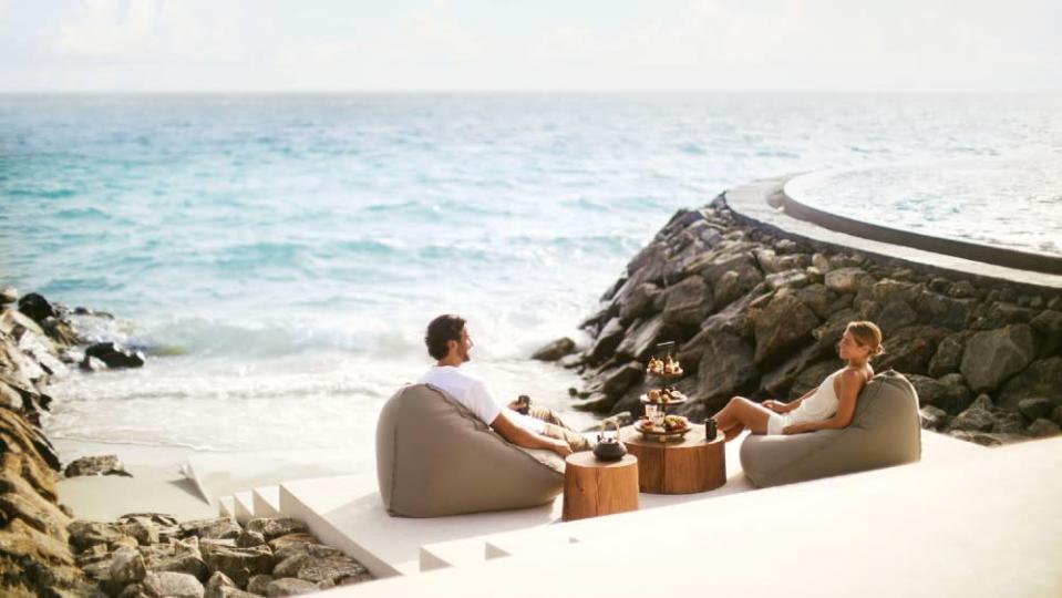 Afternoon tea on the beach at the Ritz-Carlton - Credit: Ritz-Carlton Fari Islands Maldives