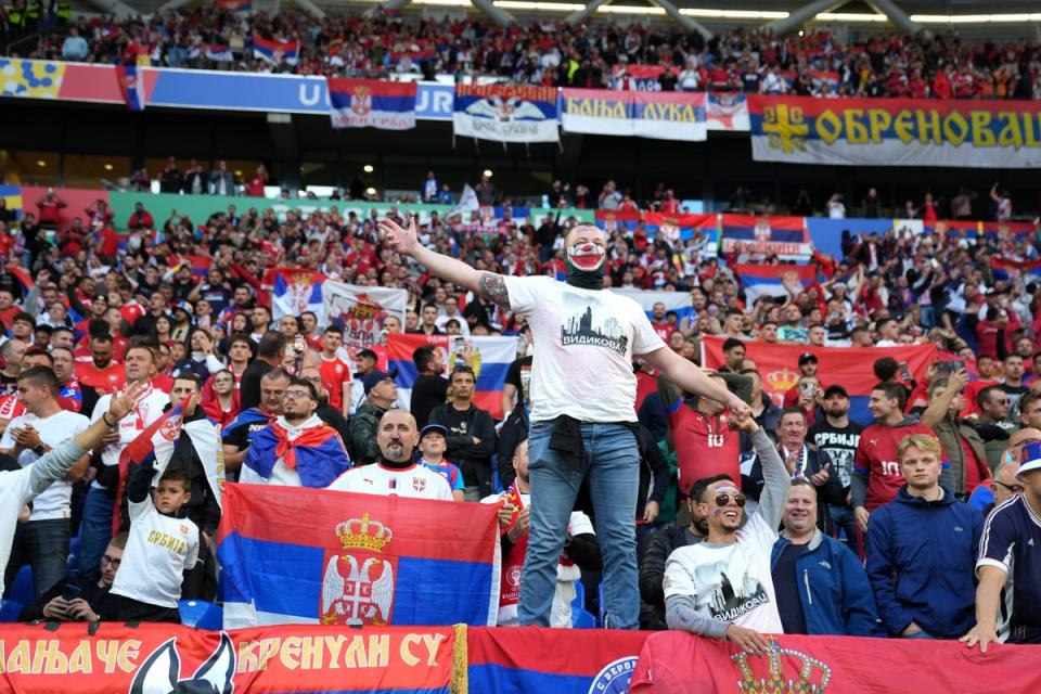 Serbia fans were criticised for their actions ahead of their Group C opener (Martin Rickett/PA Wire)