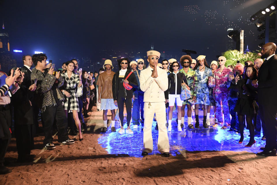 Pharrell Williams at Louis Vuitton's Men's Pre-Fall 2024 show in Hong Kong<p>Photo: Giovanni Giannoni/WWD via Getty Images</p>