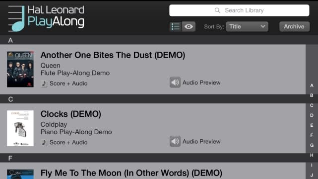 Hal Leonard PlayAlong screenshot
