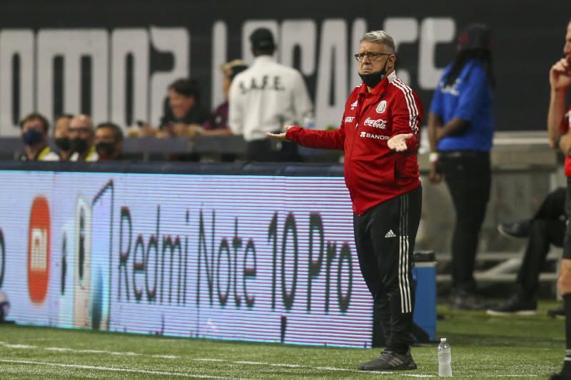 El director técnico de México, Gerardo Martino, reacciona durante el partido amistoso que su selección disputó ante Honduras